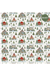 Cute Mini Christmas House Scenes Patterned Digital Printed Fabric